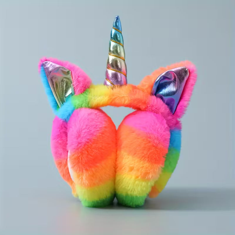 Kids Plush Colorful Unicorn Earmuffs