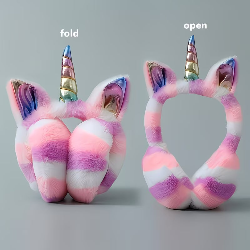 Kids Plush Colorful Unicorn Earmuffs