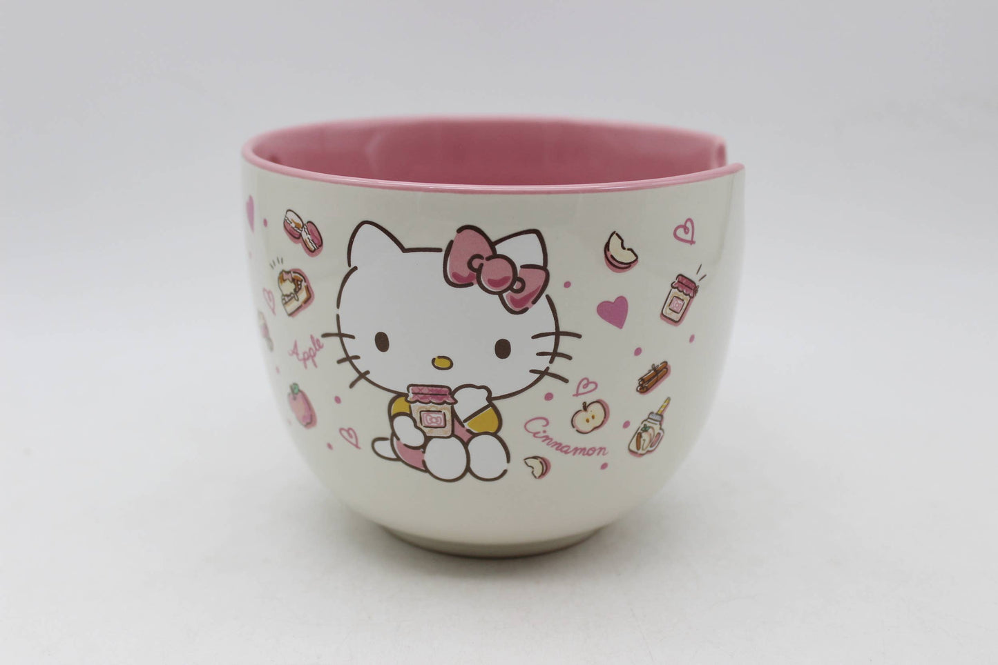Hello Kitty Apples & Cinnamon with Spoon and Chopsticks 20oz Ceramic Ramen Bowl