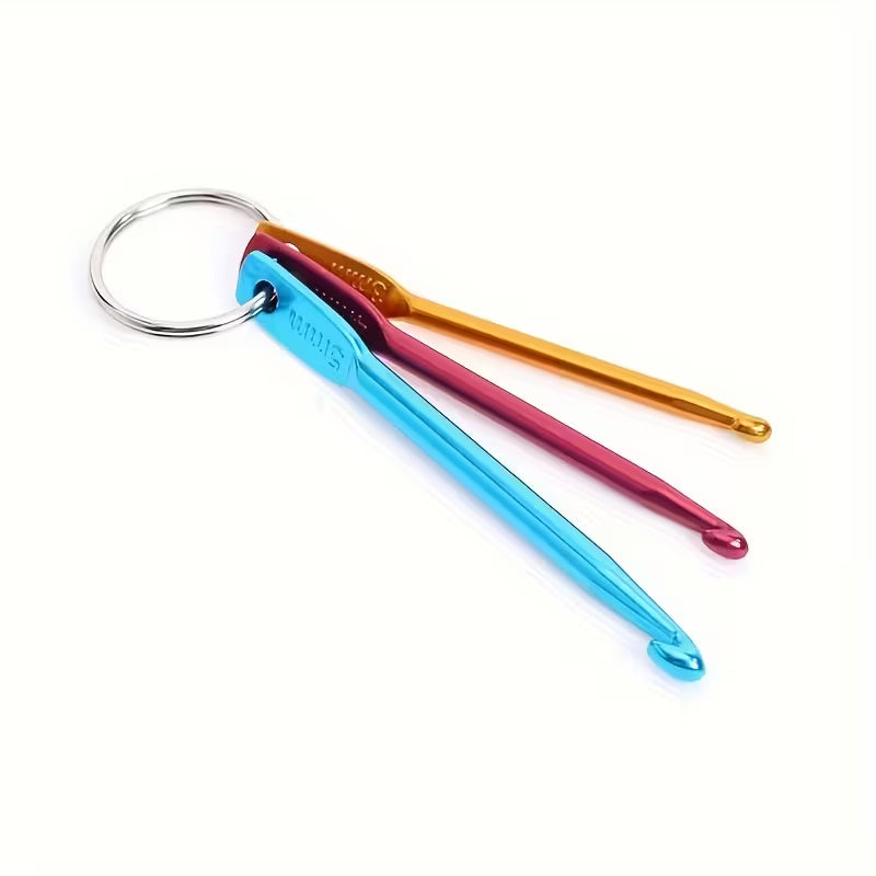 Crochet Keychain 3/4/5mm Portable Crochet Keychain Set Mini Creative Keychain Zinc Alloy