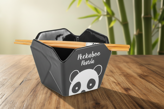 Takeout Box Ceramic Bowl With Chopsticks Panda