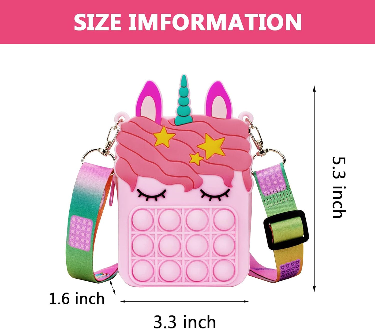 Light Pink Unicorn Pop it Purse