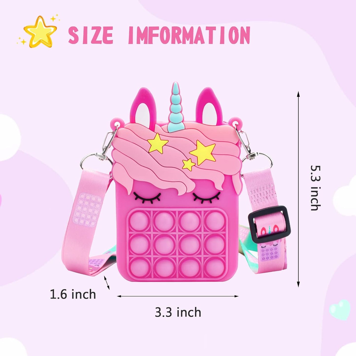 Hot Pink Unicorn Pop it Purse