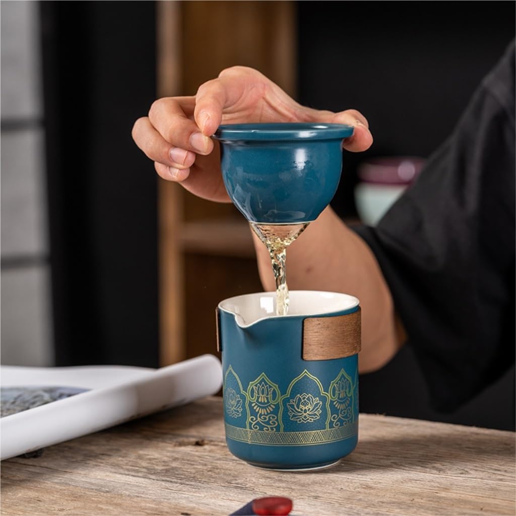 Blue Travel Tea Set with Traveling Case, Kung Fu Tea Set