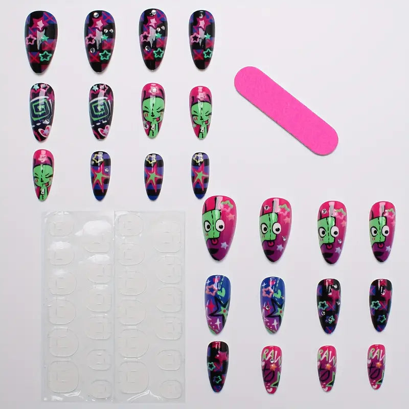 24pcs droplet shaped press on nail