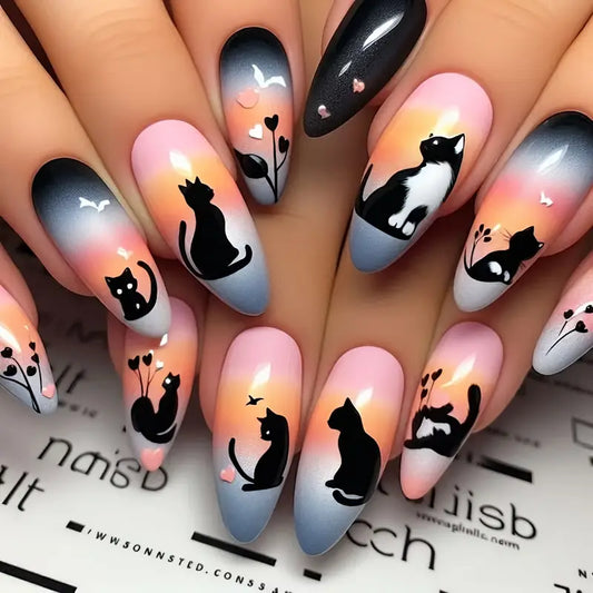 24pcs Cat Press On Nails