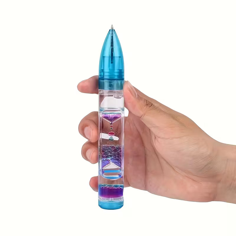 3pcs Vibrant Liquid Motion Bubbles Retractable Ballpoint Pens - Colorful Ink Design Tip, Plastic, Ideal for School & Office Supplies, Creative Writing Tool