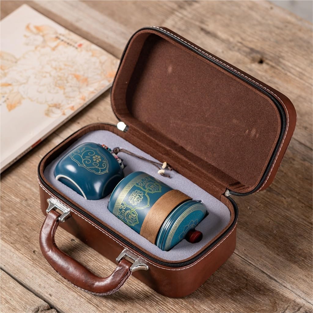 Blue Travel Tea Set with Traveling Case, Kung Fu Tea Set