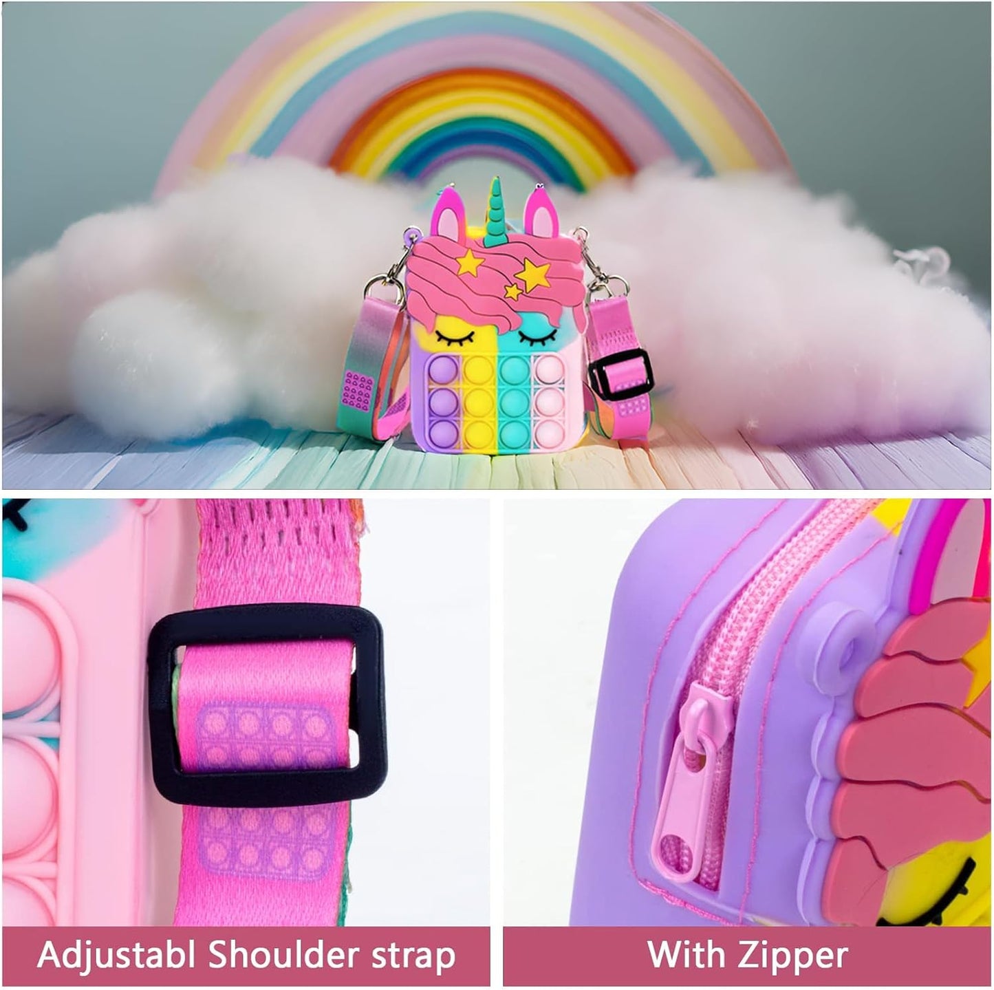 Rainbow Unicorn Pop It Purse