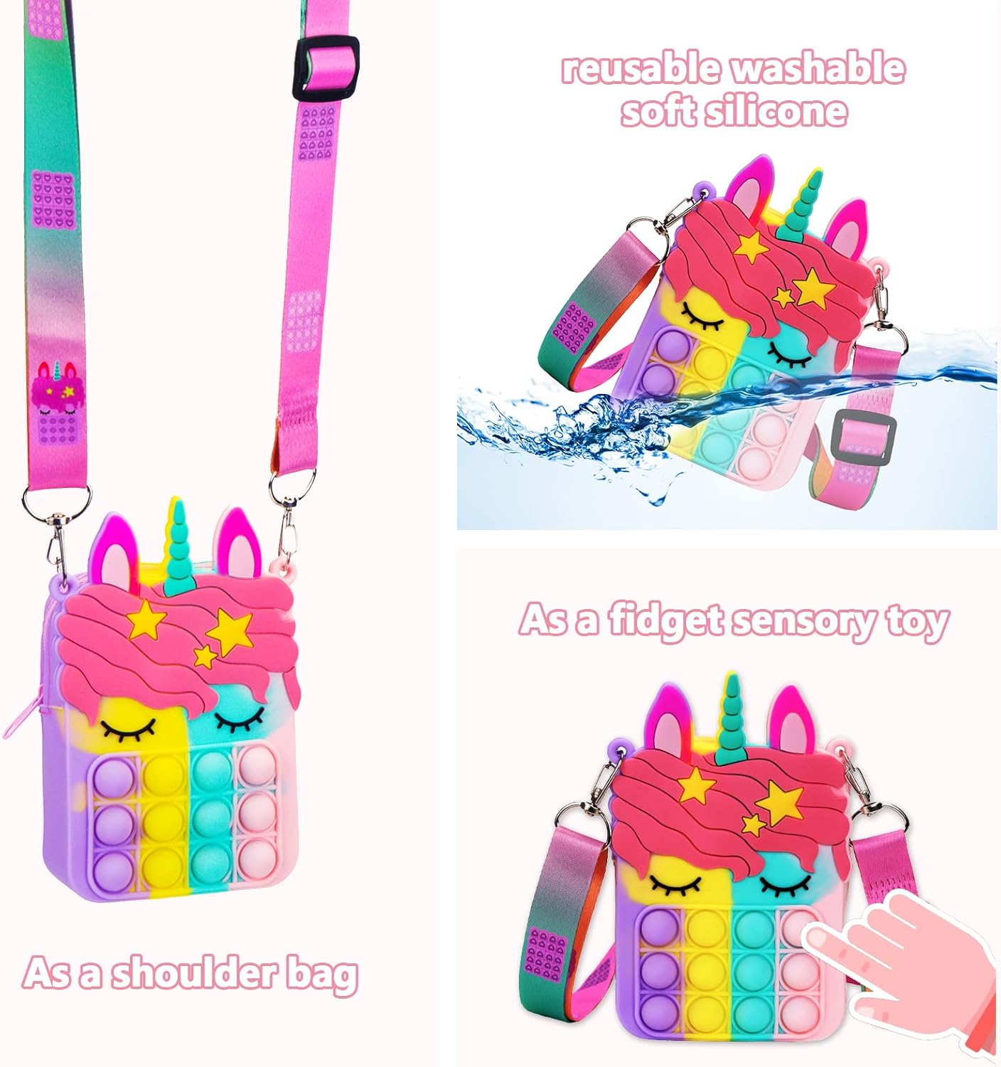 Rainbow Unicorn Pop It Purse