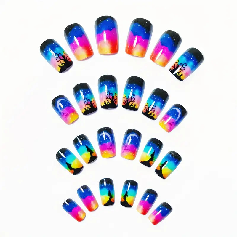 24pcs Aurora Borealis Press-On Nails