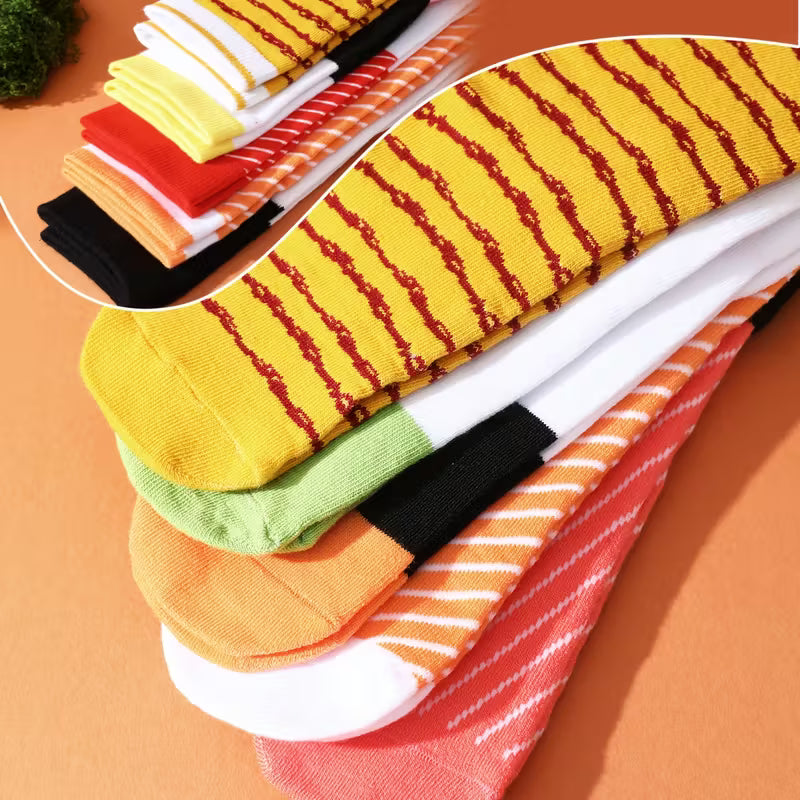5 Pairs Sushi Socks with Chopsticks - Whimsical Sushi Creative Gift Socks, Unisex Gift Box Novelty Fun Cute
