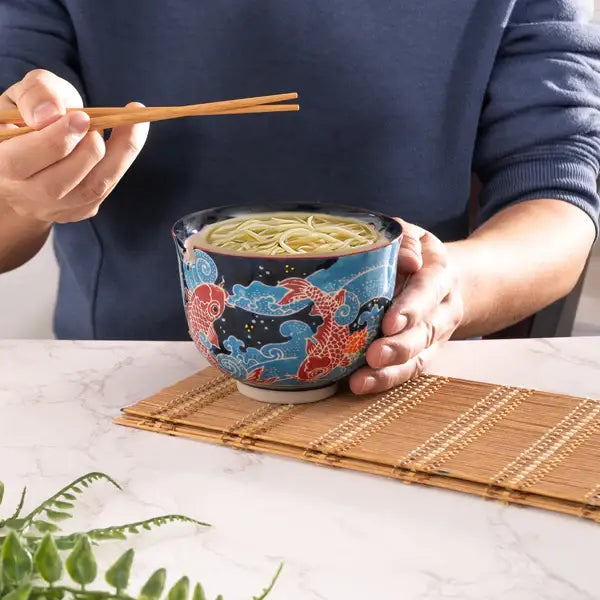 Koi Fish Design 18oz Bowl With Chopsticks Set