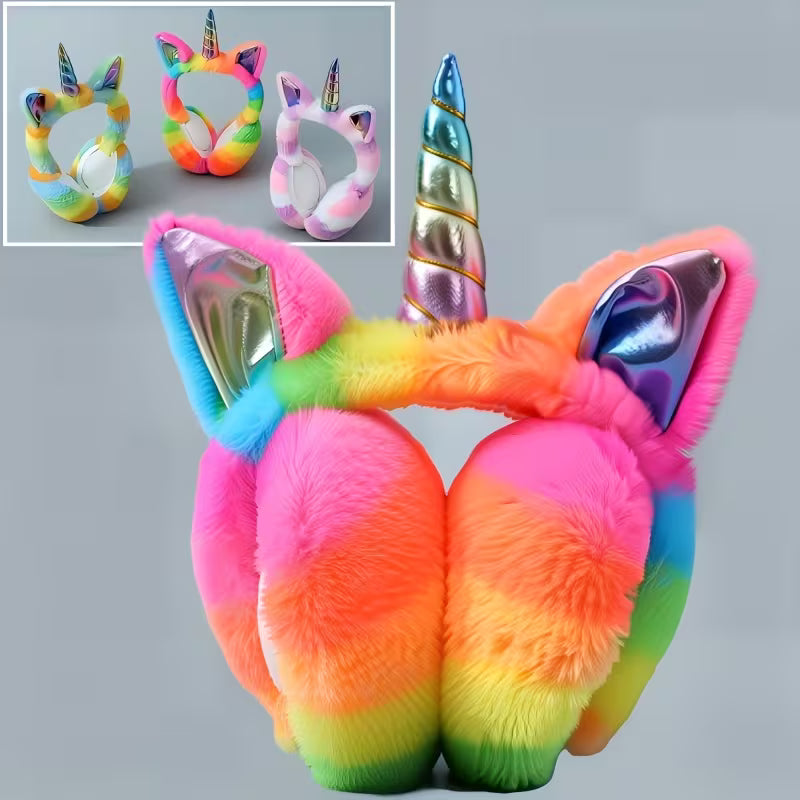 Kids Plush Colorful Unicorn Earmuffs