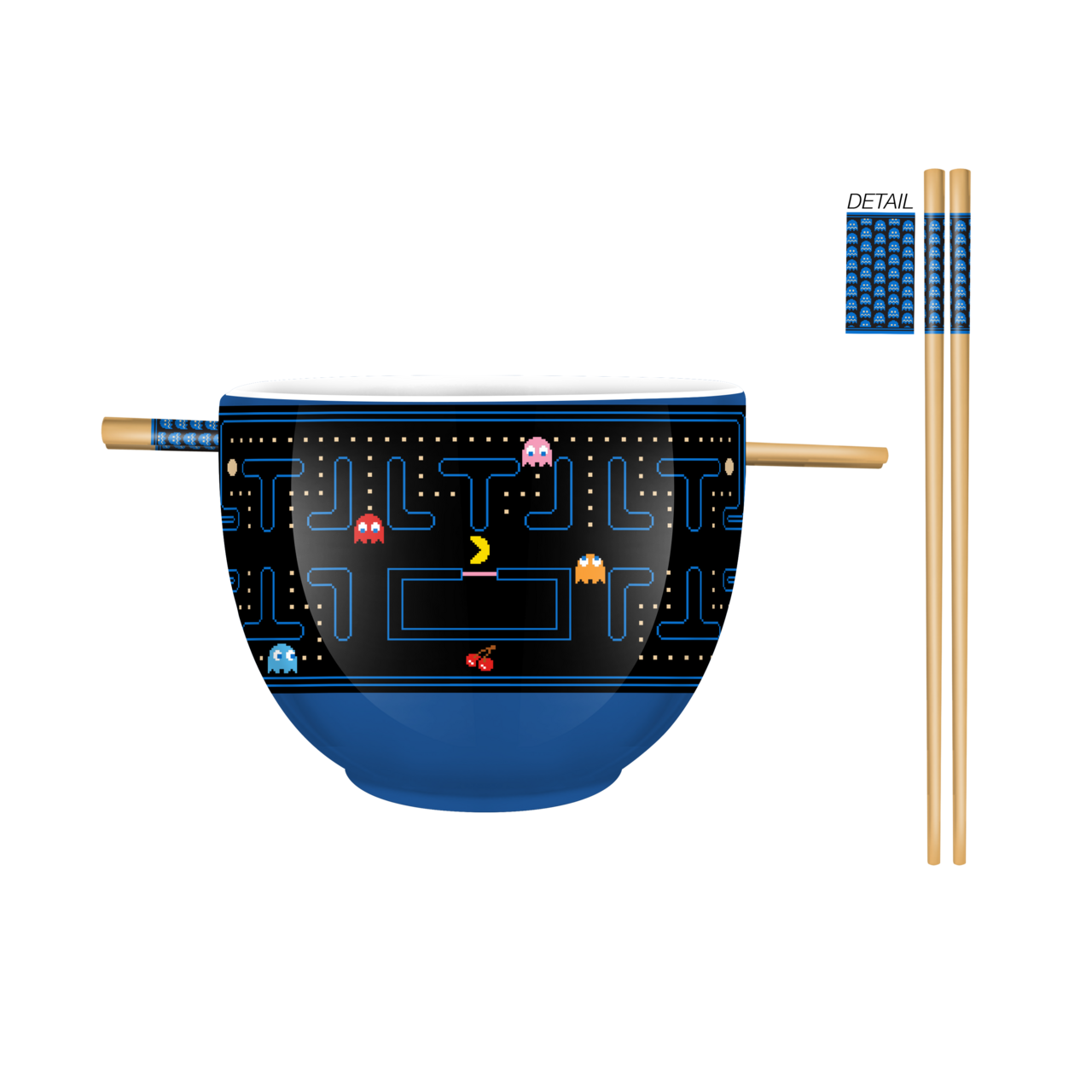 Pacman Game Screen 20oz Ceramic Ramen Bowl with Chopsticks