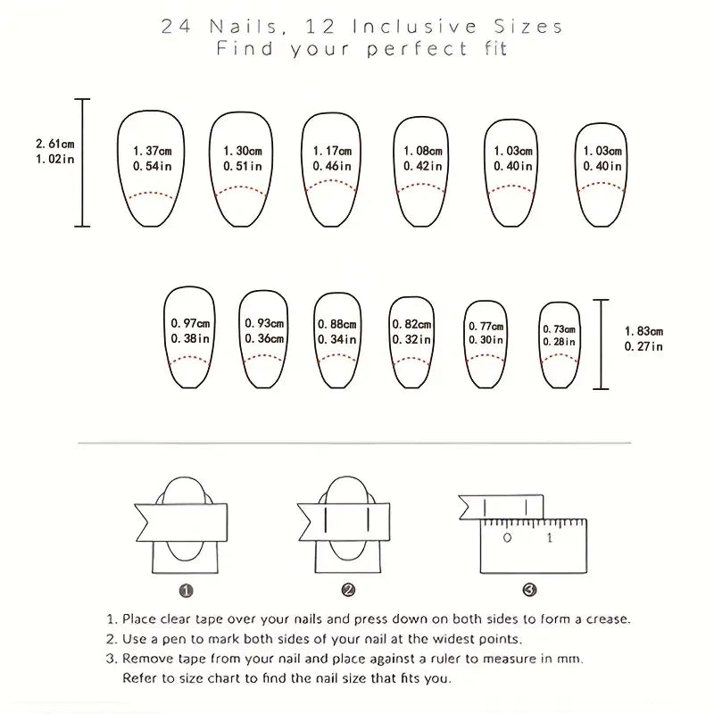 24pcs droplet shaped press on nail