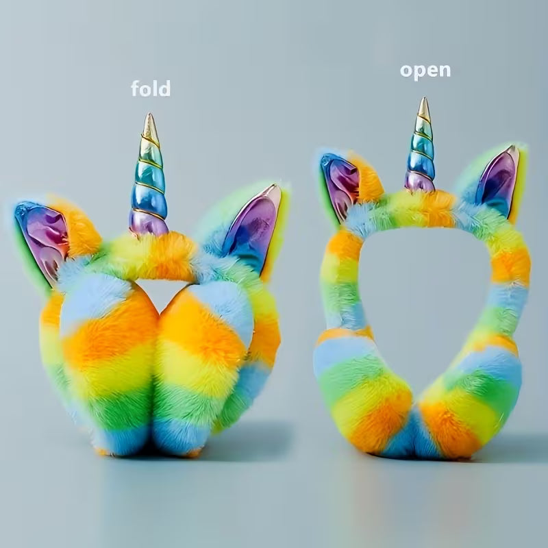 Kids Plush Colorful Unicorn Earmuffs