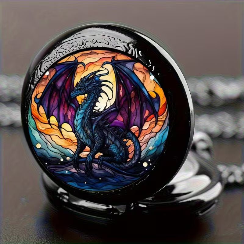 Colorful Dragon Pocket Watch Necklace