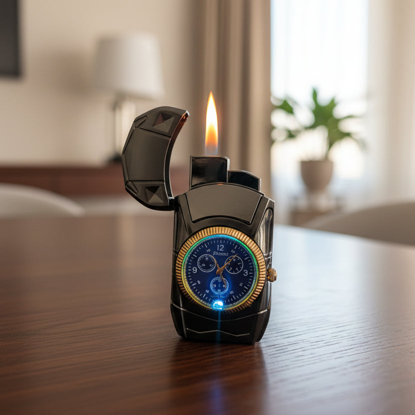 Metal Car Butane Lighter with Watch