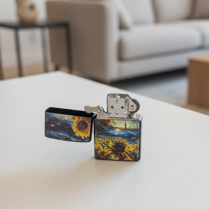 Sunflower Zippo Style Lighter Refillable Metal Lighter