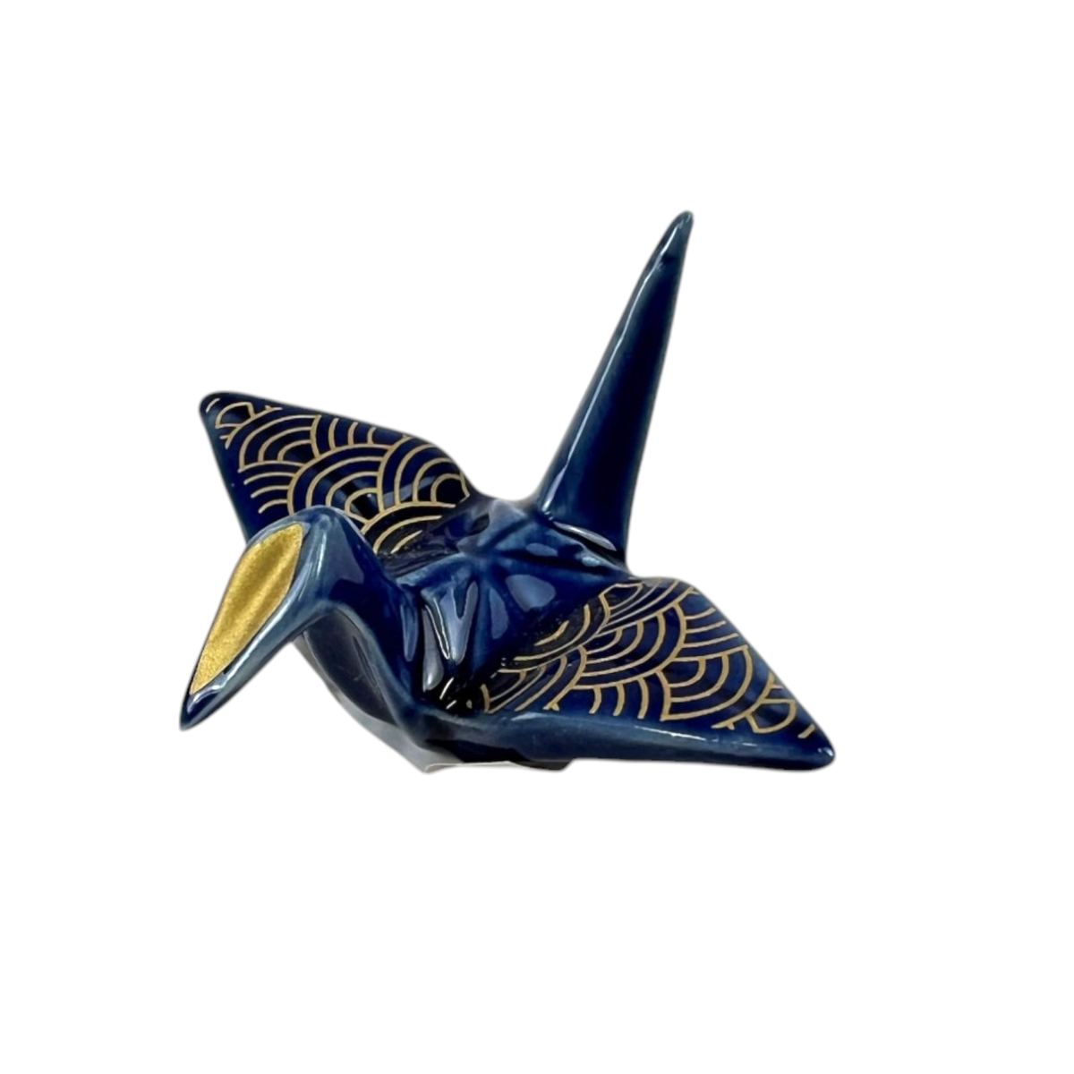 Origami Crane Porcelain Chopsticks Rest 2"L Seigaiha Navy (12/288)