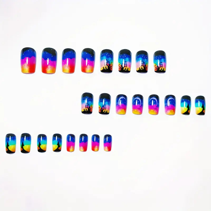 24pcs Aurora Borealis Press-On Nails