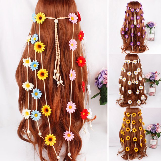 Sunflower Hippie Headband Floral Crown Summer Sunflower Hair Accessories