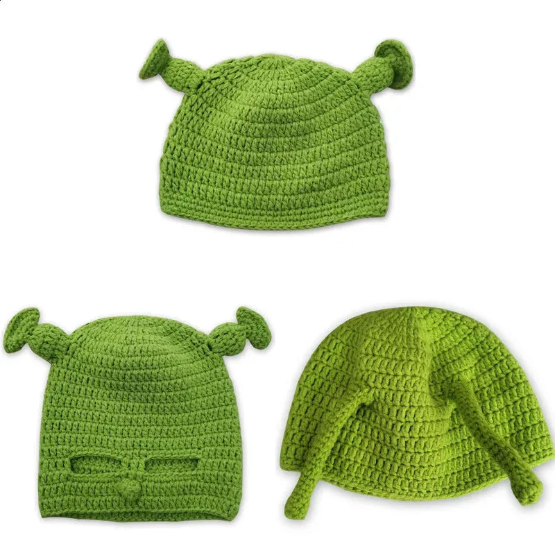 Knitted Green Ear Hat Adults