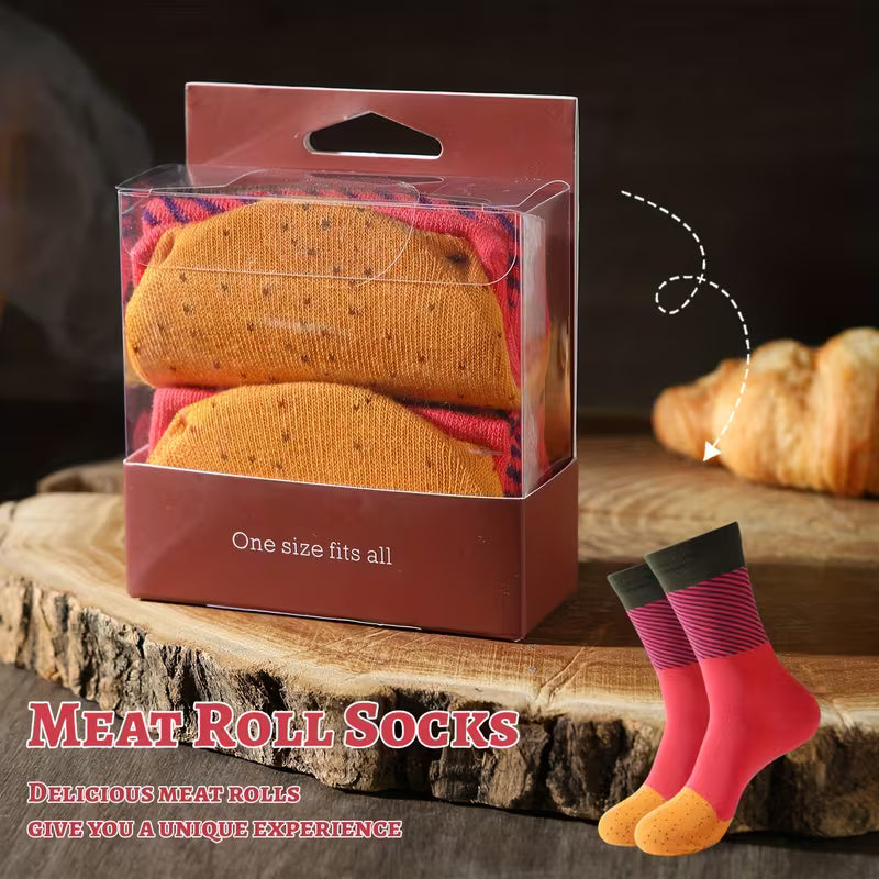 Mid-Calf Taco Men'S Socks in a Novelty And Colorful Taco Design 1 pair