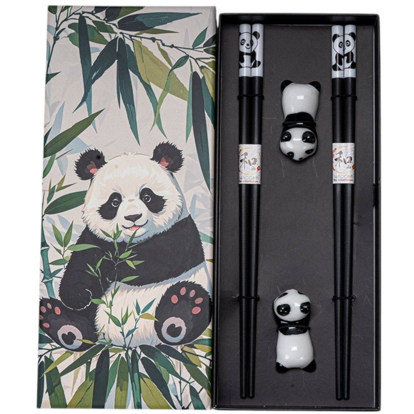 Panda 2 Pair Chopsticks and Chopstick Holders Gift Set