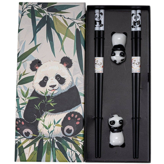 Panda 2 Pair Chopsticks and Chopstick Holders Gift Set