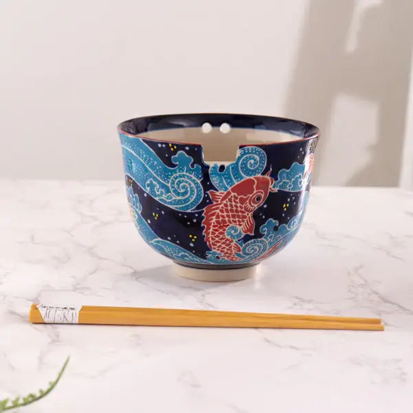 Koi Fish Design 18oz Bowl With Chopsticks Set