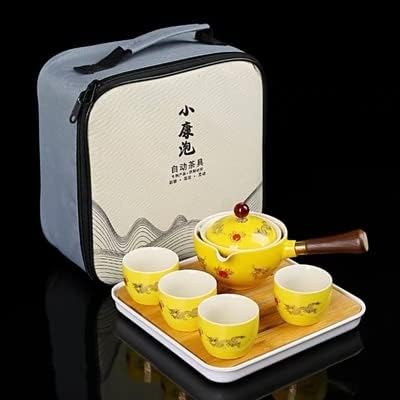 Cute Yellow Tea Set with Travel Case and Tray