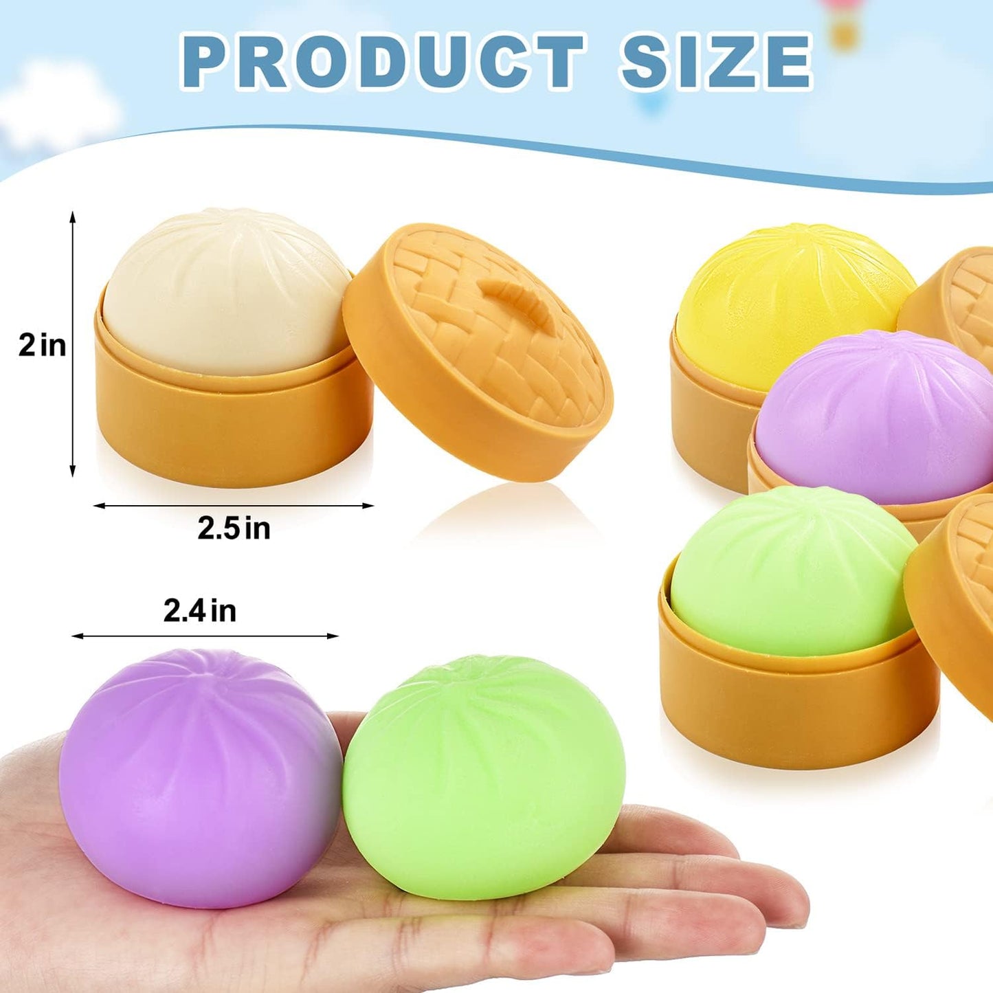 Colorful Dumpling squish Ball Fidget Toy, Stress Ball