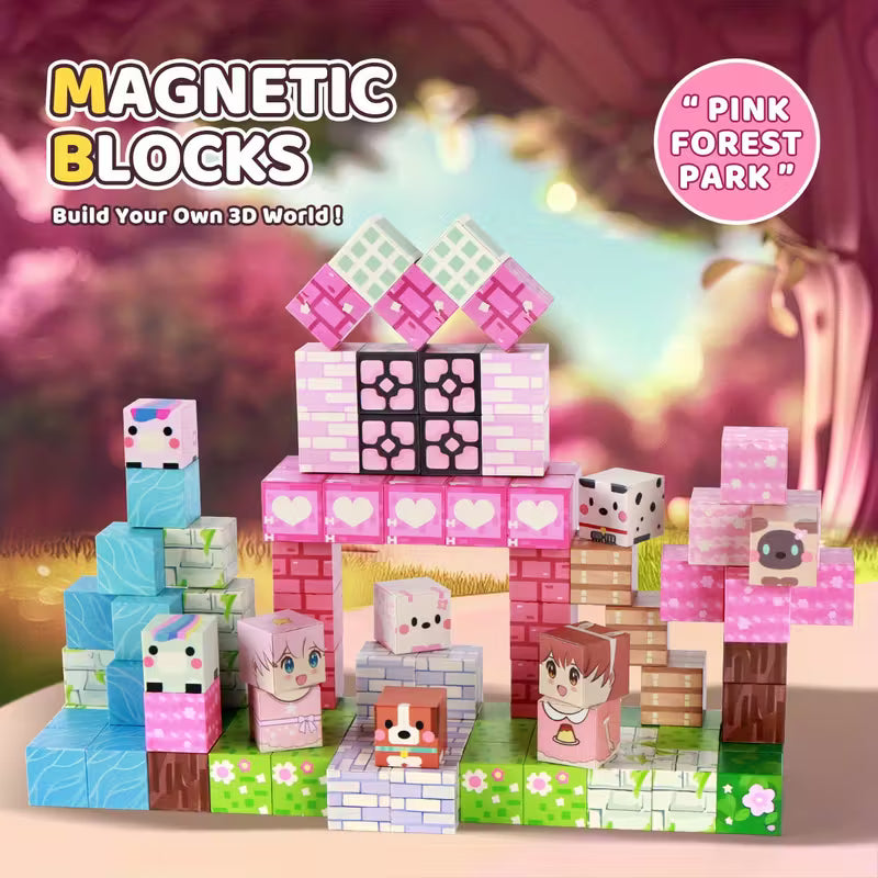 Pink Forest Park Magnetic Blocks 100pc