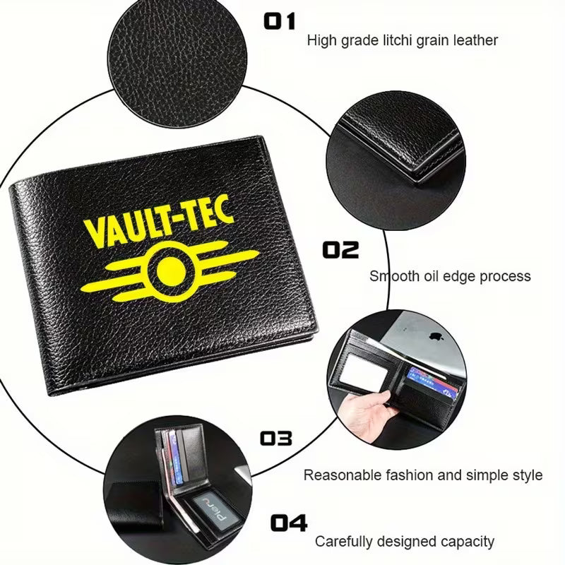 Vault-Tec Men'S Black Faux Leather Wallet