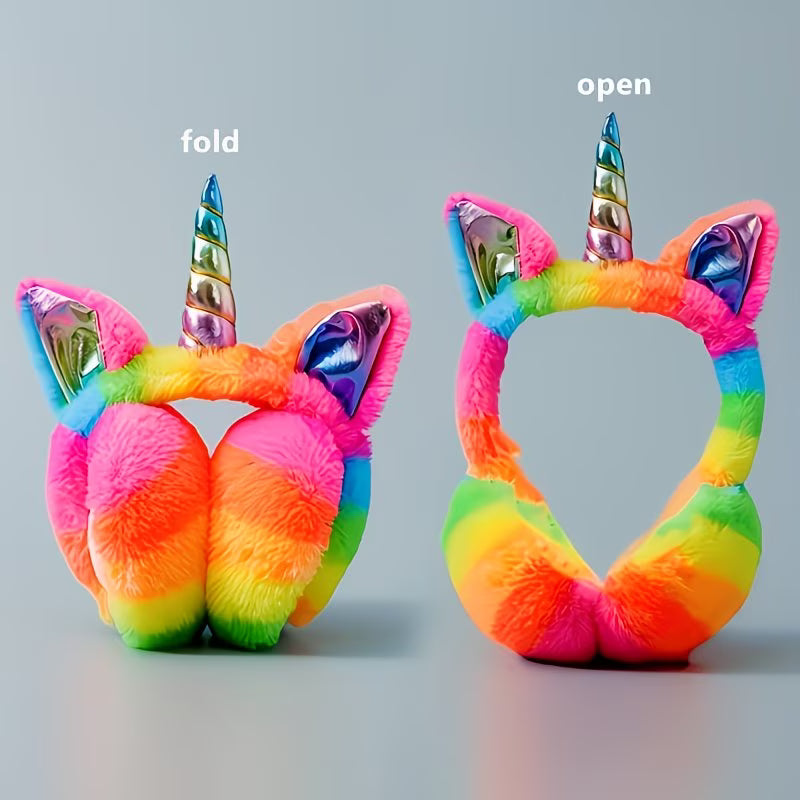 Kids Plush Colorful Unicorn Earmuffs
