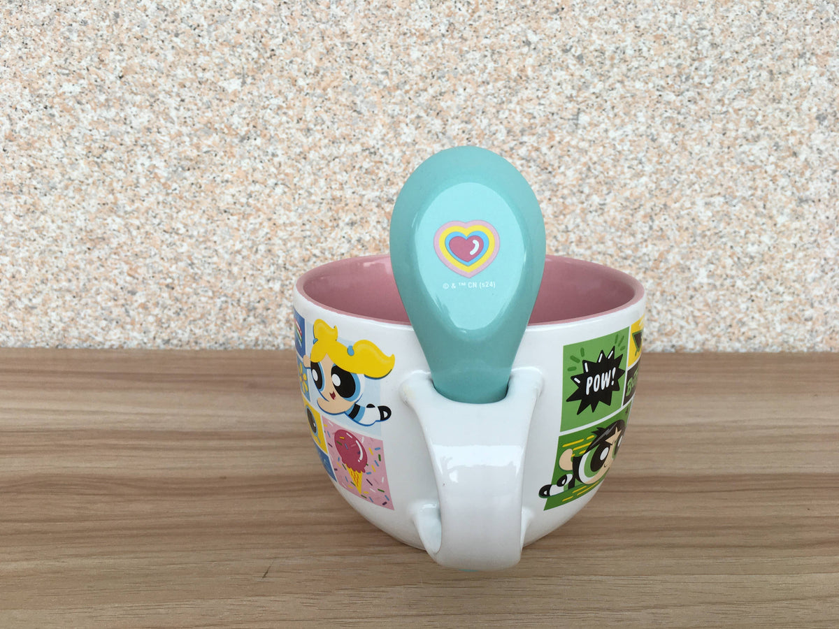 THE POWERPUFF GIRLS TRIO 24oz Ceramic Soup Mug w/ Spoon
