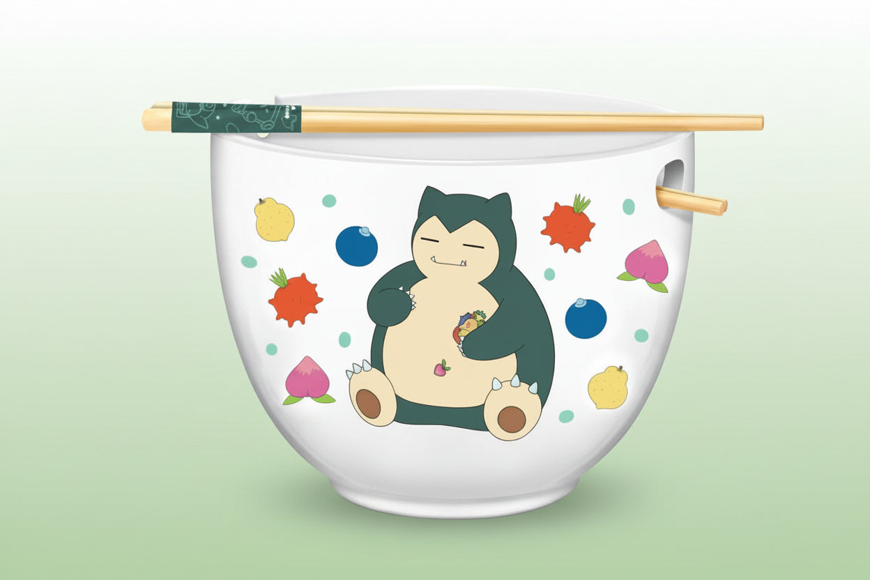 Pokemon Snorlax Ramen Bowl with Chopsticks