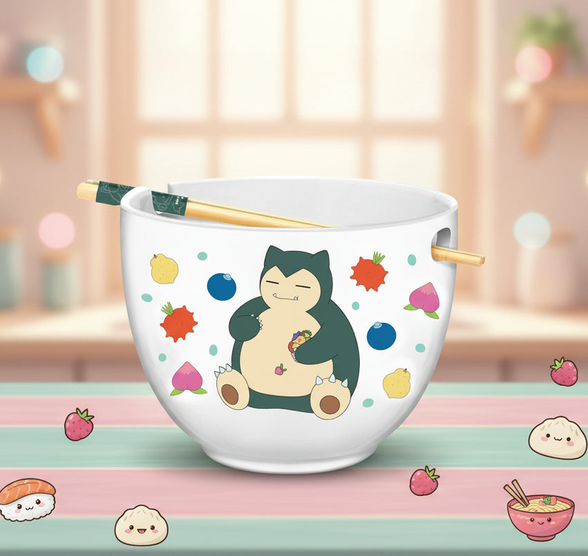 Pokemon Snorlax Ramen Bowl with Chopsticks