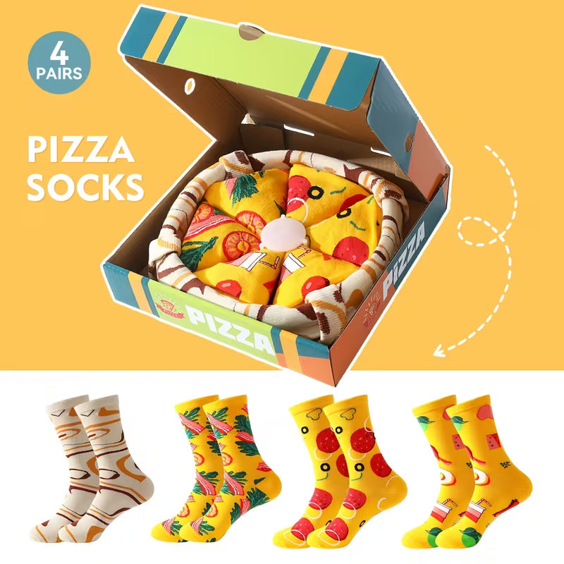4 pairs of Men's Pizza Socks In Pizza Box Summer Socks