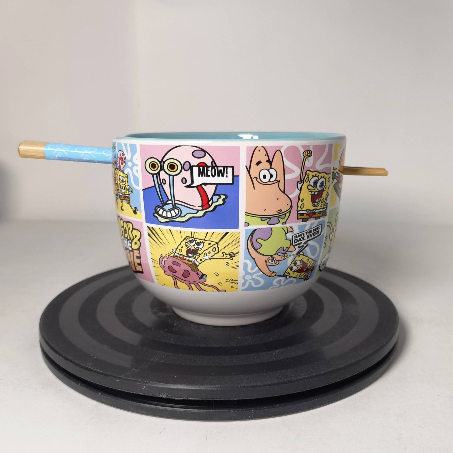 Spongebob Comic Panels 20oz Ceramic Ramen Bowl w/ Chopsticks