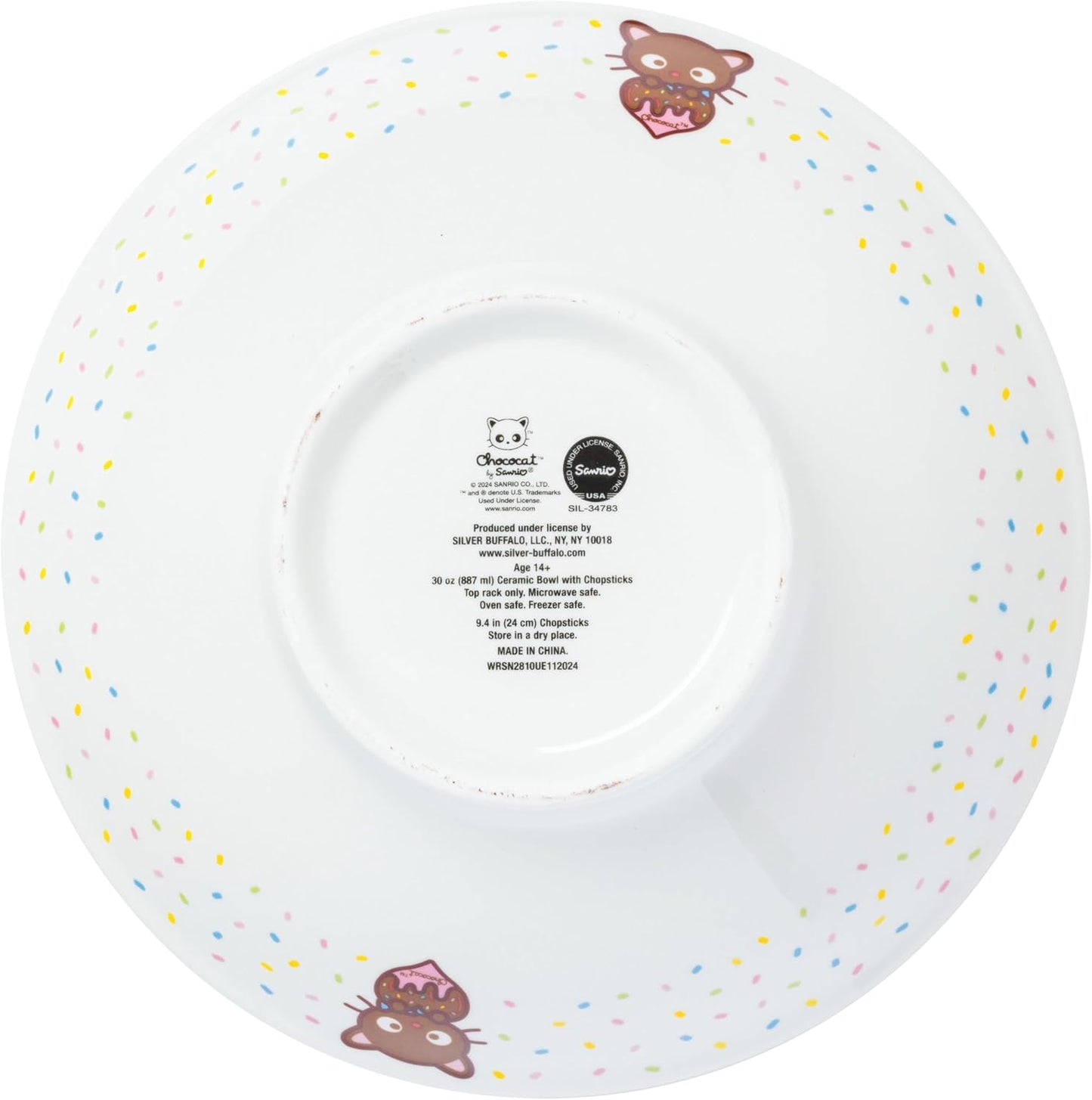 Chococat Chocolate Sprinkle Heart 30oz Ceramic Ramen Bowl