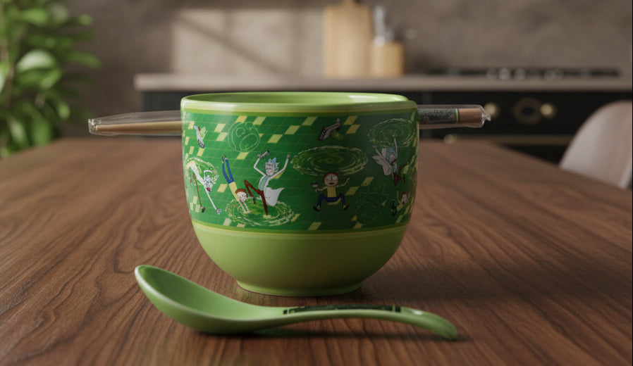 Rick & Morty 20oz Ceramic Ramen Bowl w/ Chopsticks and Spoon