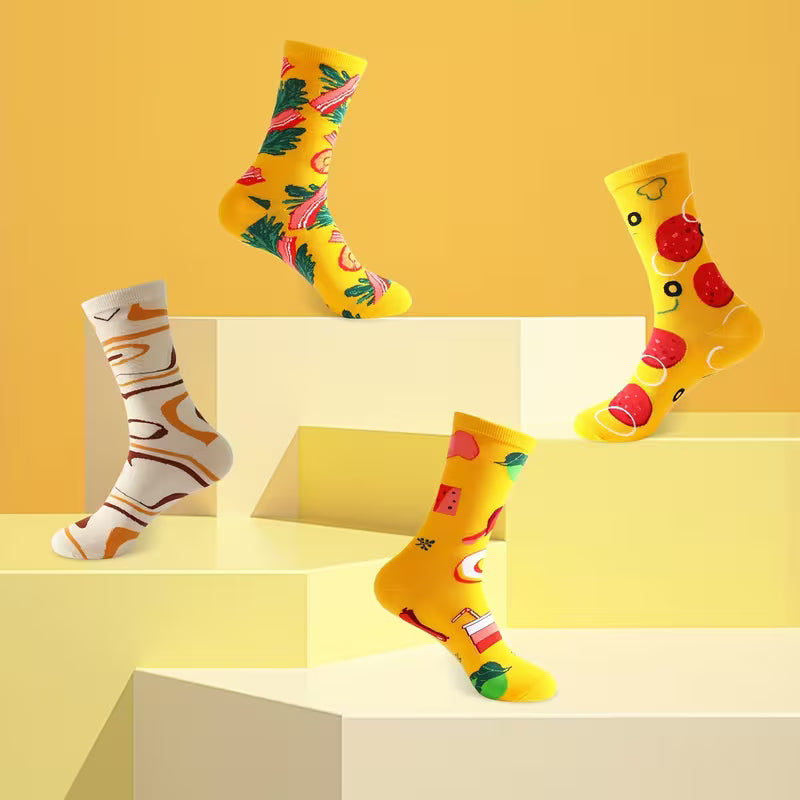 4 pairs of Men's Pizza Socks In Pizza Box Summer Socks