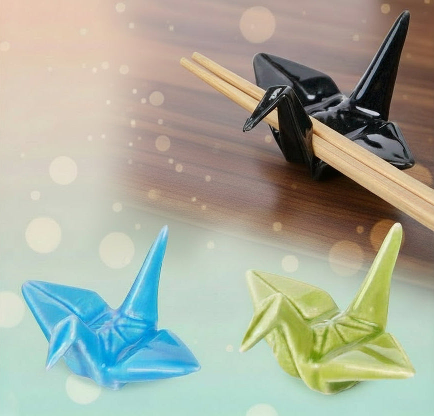 Origami Crane Porcelain Chopsticks Rest Set of 3