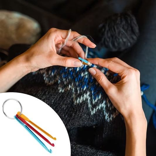 Crochet Keychain 3/4/5mm Portable Crochet Keychain Set Mini Creative Keychain Zinc Alloy