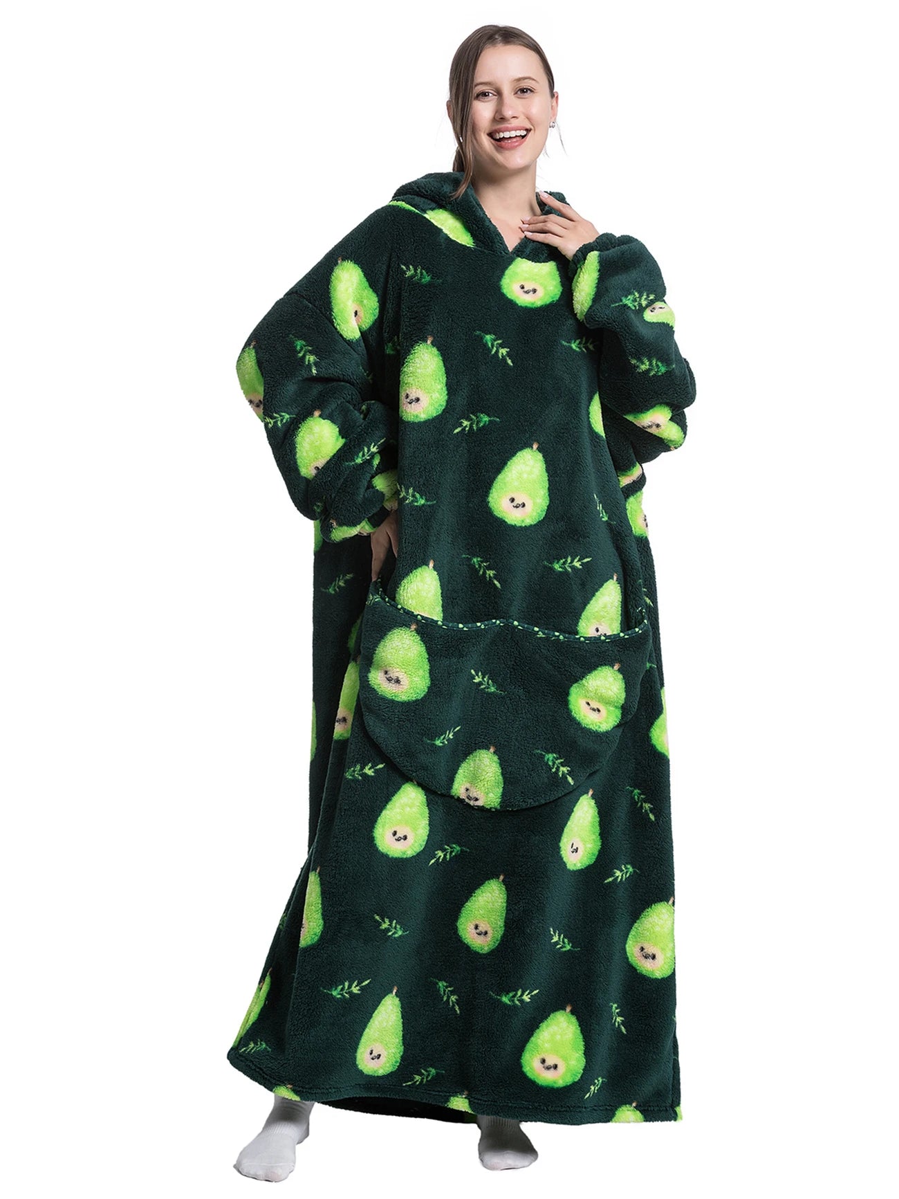 Adult Fleece Hoodie Green Avocado