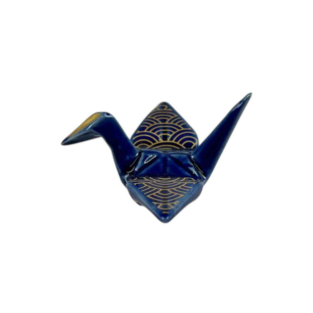 Origami Crane Porcelain Chopsticks Rest 2"L Seigaiha Navy (12/288)