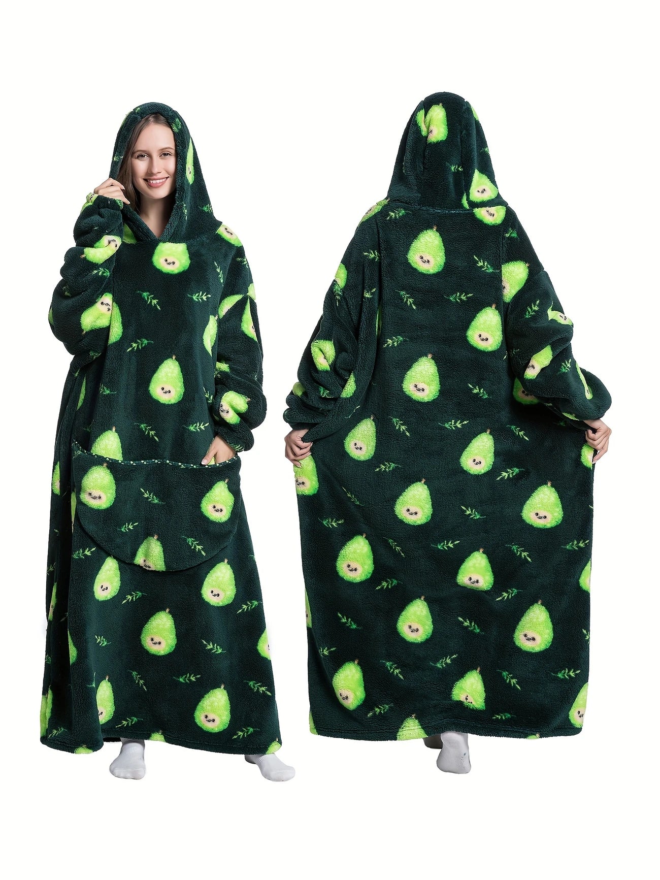 Adult Fleece Hoodie Green Avocado